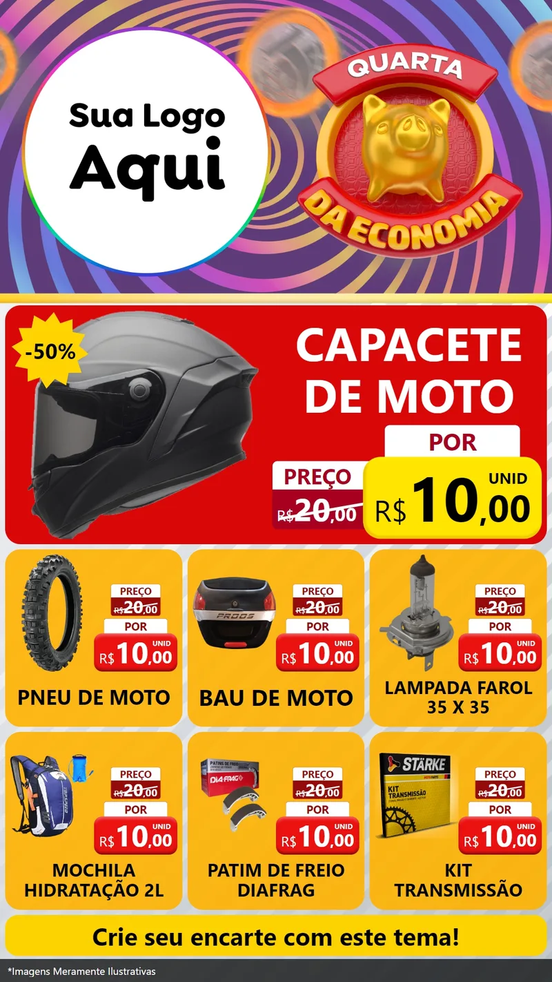 Modelo de Rede Social para Stories com o tema Quarta da Economia para Moto peças