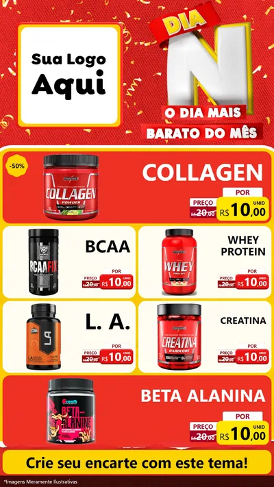 Modelo de TV para TV Vertical com o tema Dia N o Dia Mais Barato do Mês para Suplementos alimentares