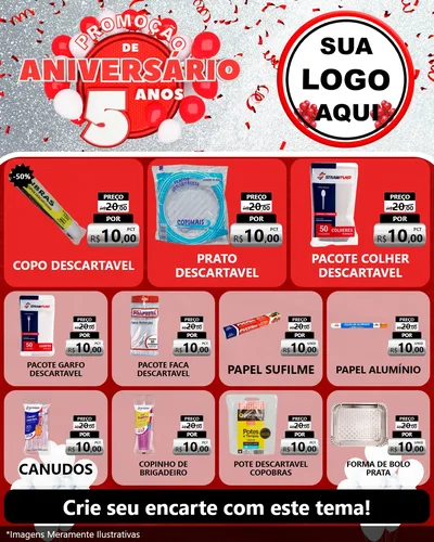 Modelo de Rede Social para Feed Instagram com o tema Promoção de Aniversário - 5 Anos para Embalagens