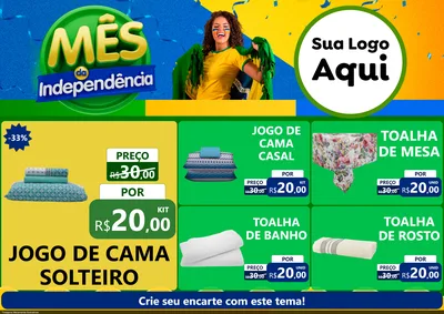 Modelo de Encarte para Encarte A4 Horizontal com o tema Mês da Independência para Cama, Mesa e Banho