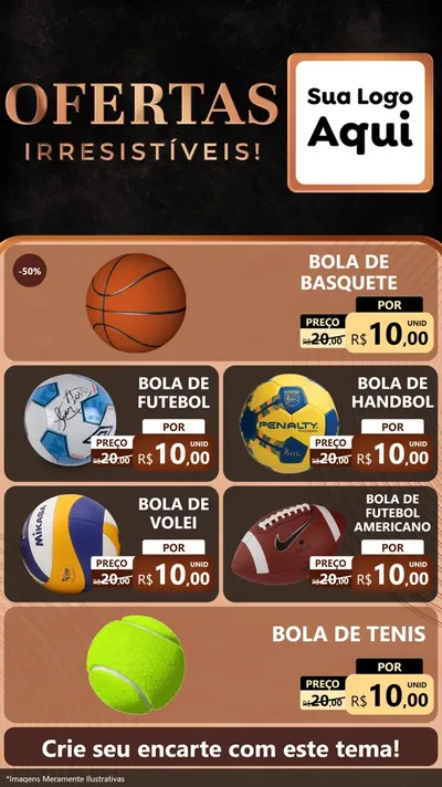 Modelo de TV para TV Vertical com o tema Ofertas Irresistíveis! para Artigos Esportivos