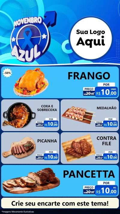 Modelo de TV para TV Vertical com o tema Novembro Azul para Assados