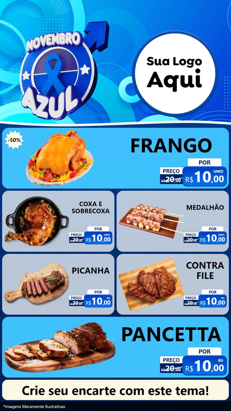 Modelo de TV para TV Vertical com o tema Novembro Azul para Assados