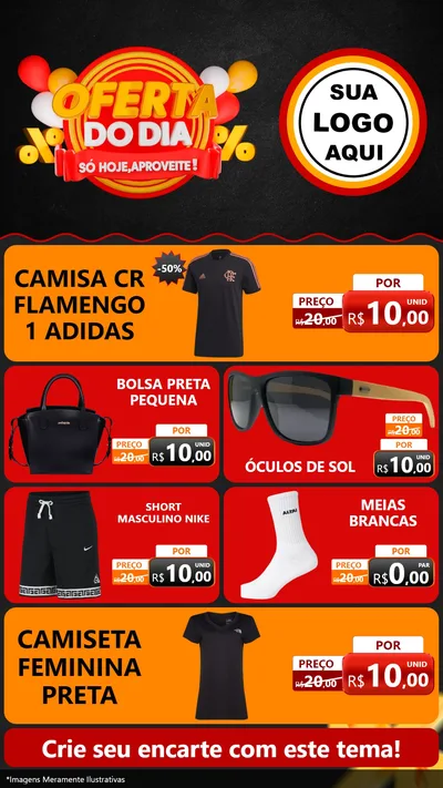 Modelo de TV para TV Vertical com o tema Oferta do Dia - Só hoje, Aproveite! para Roupas e acessórios