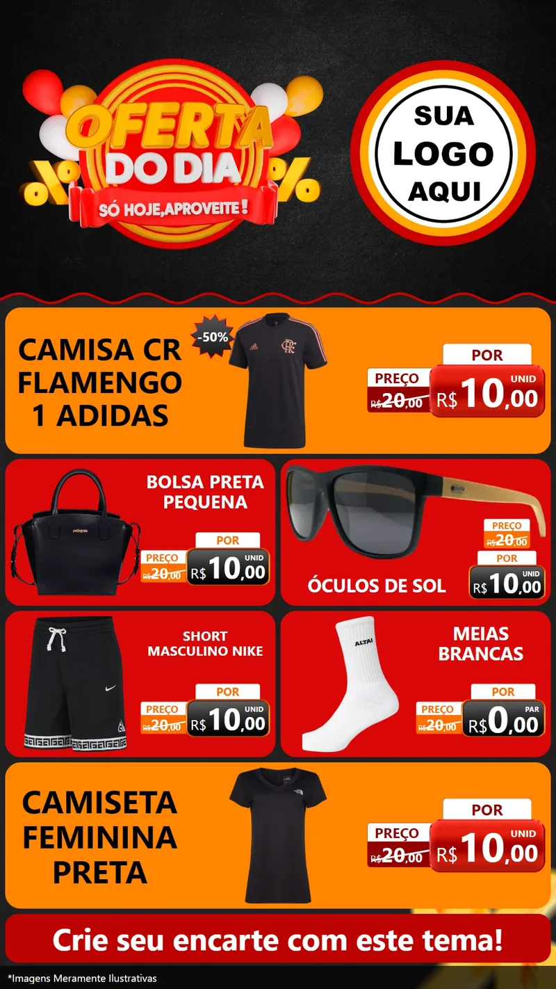 Modelo de TV para TV Vertical com o tema Oferta do Dia - Só hoje, Aproveite! para Roupas e acessórios