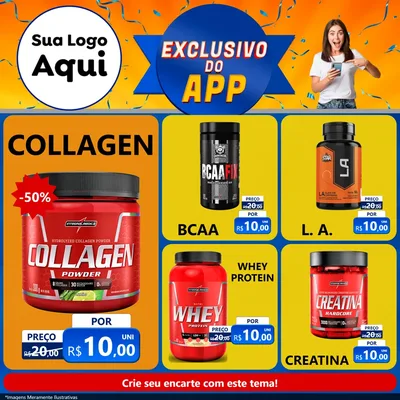 Modelo de Rede Social para Feed Facebook com o tema Exclusivo do Aplicativo para Suplementos alimentares
