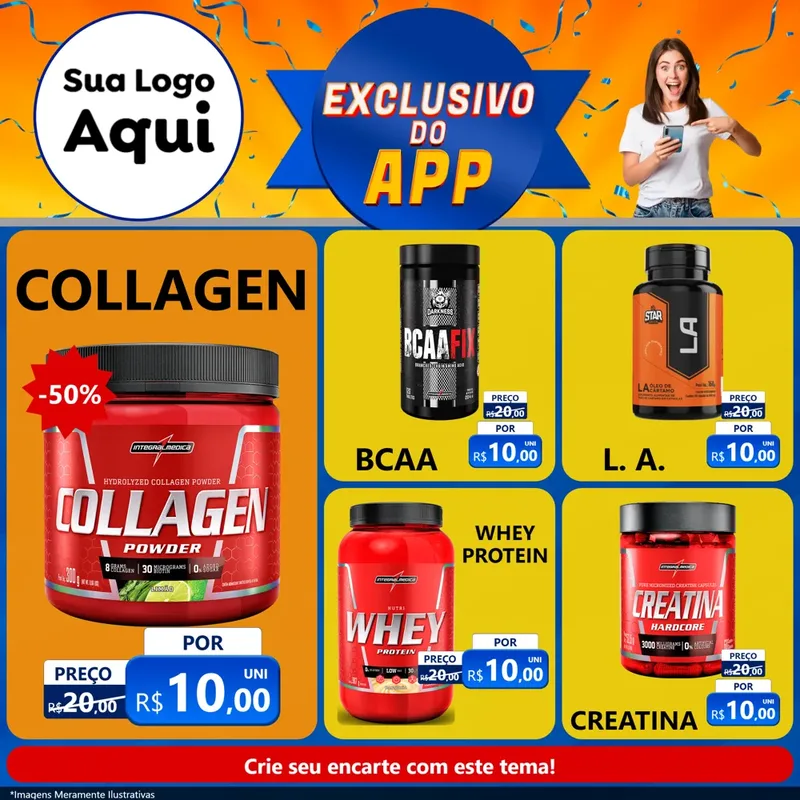 Modelo de Rede Social para Feed Facebook com o tema Exclusivo do Aplicativo para Suplementos alimentares