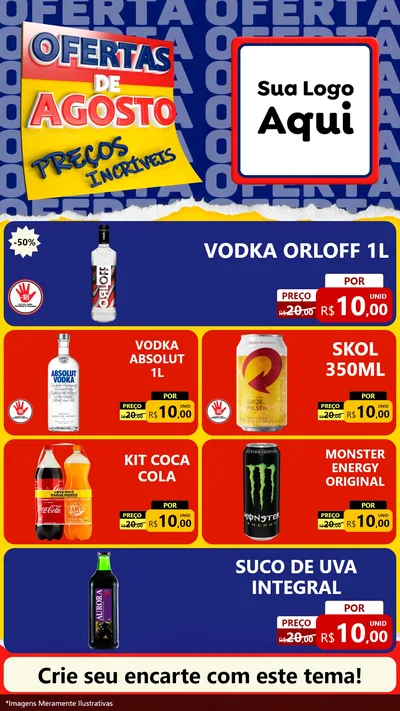 Modelo de TV para TV Vertical com o tema Ofertas de Agosto - Preços Incríveis para Distribuidora de bebidas