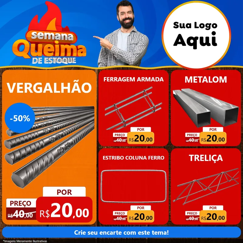 Modelo de Rede Social para Feed Facebook com o tema Semana Queima de Estoque para Ferragens
