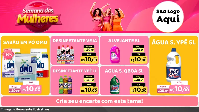 Modelo de TV para TV Horizontal com o tema Semana das Mulheres para Produtos de Limpeza