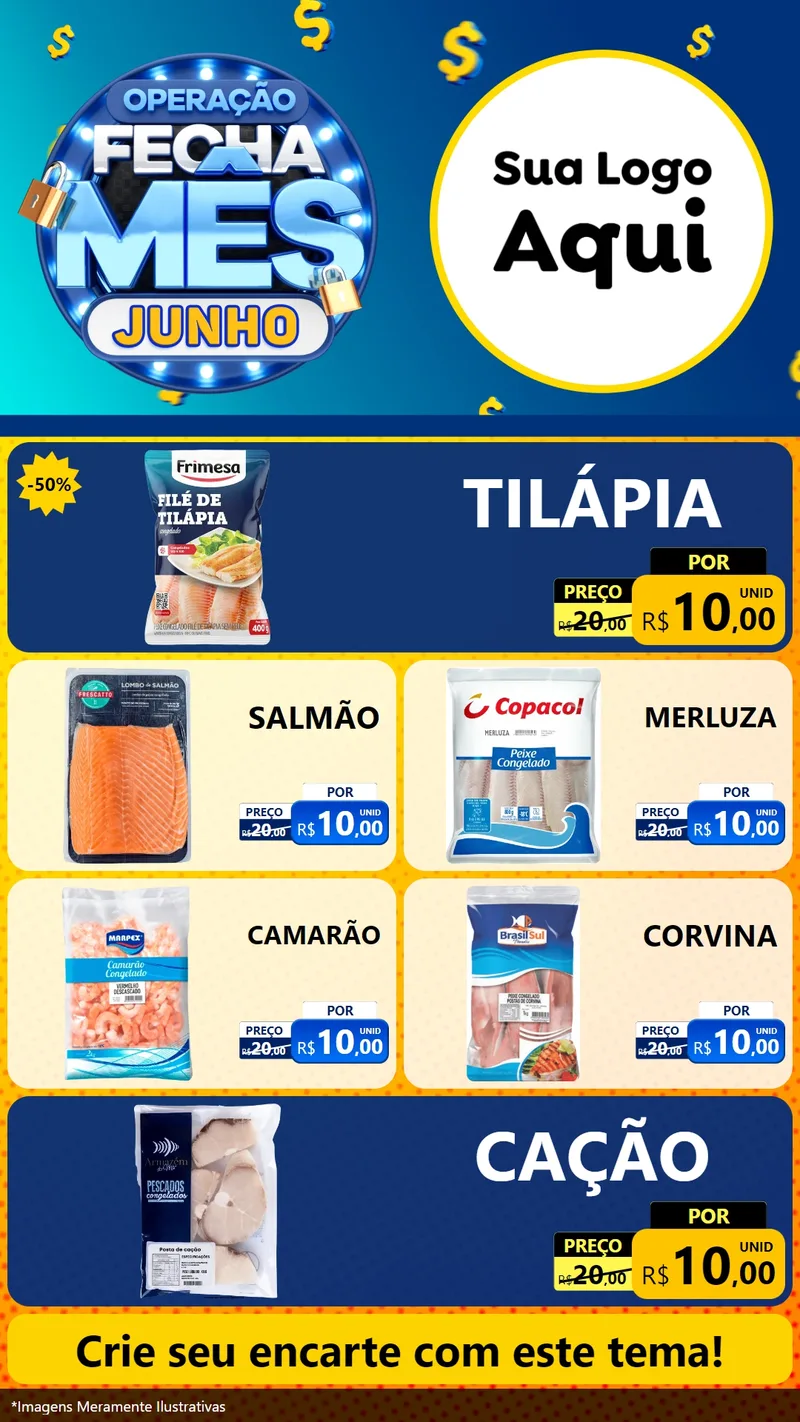 Modelo de TV para TV Vertical com o tema Operação Fecha Mês, Junho para Peixaria