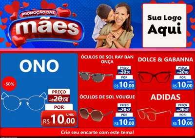 Modelo de Encarte para Encarte A4 Horizontal com o tema Promoção das Mães para Óticas