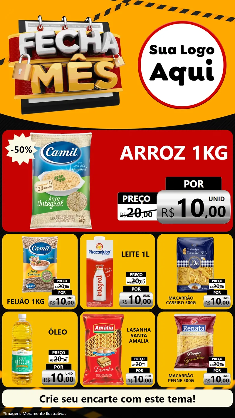 Modelo de Rede Social para Stories com o tema Fecha Mês para Supermercado