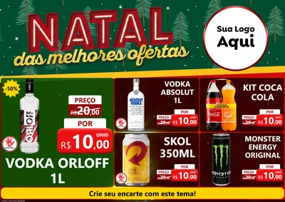 Modelo de Encarte para Encarte A4 Horizontal com o tema Natal das Melhores Ofertas para Distribuidora de bebidas