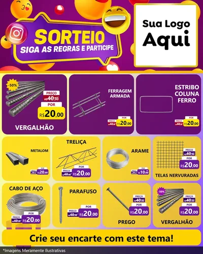 Modelo de Rede Social para Feed Instagram com o tema Sorteio para Ferragens