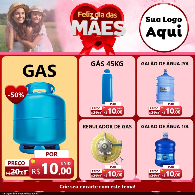 Modelo de Rede Social para Feed Facebook com o tema Feliz Dia Das Mães para Água e gás