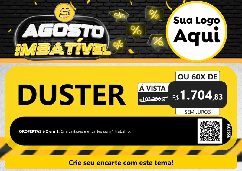 Modelo de Cartaz para Cartaz A4 Horizontal com o tema Agosto Imbatível para Concessionaria de Carros