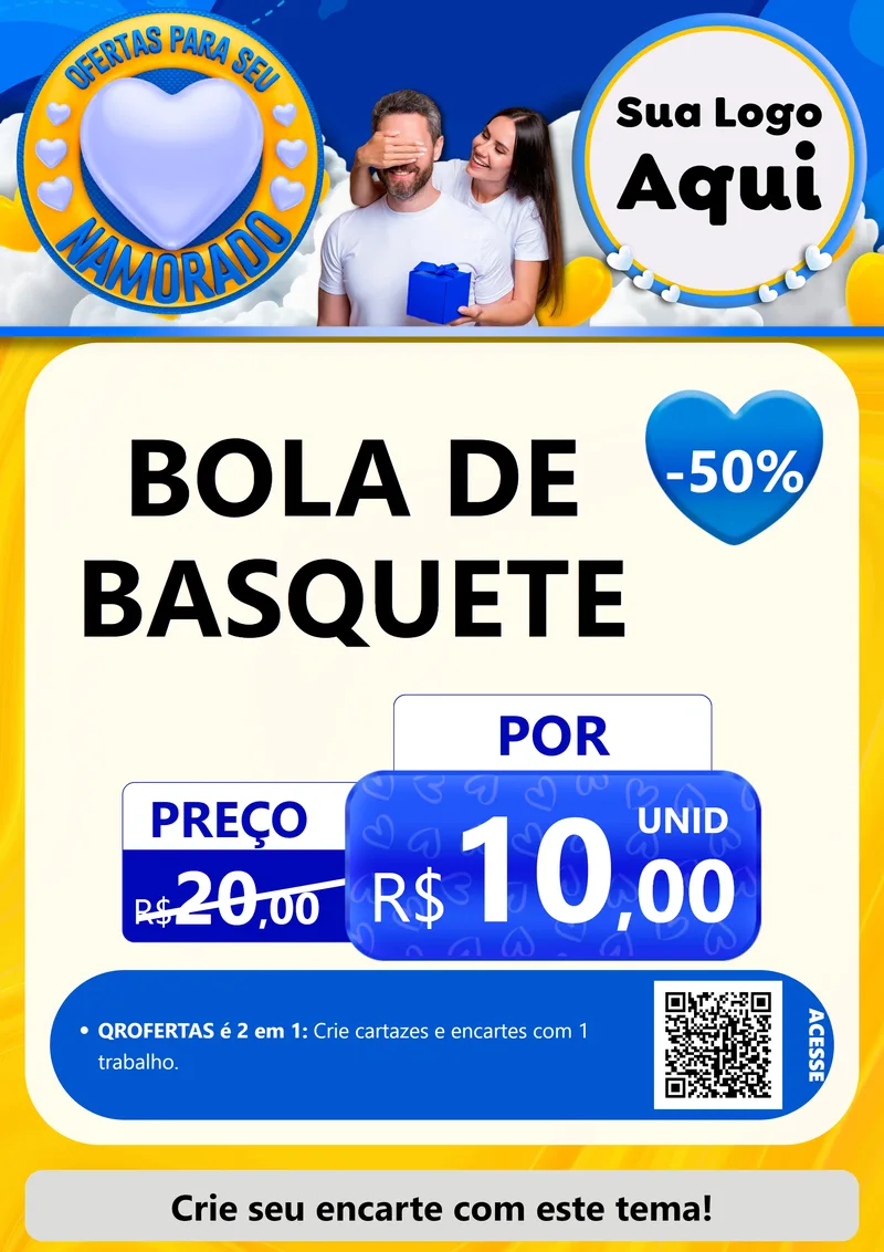 Modelo de Cartaz para Cartaz A4 Vertical com o tema Ofertas Para Seu Namorado para Artigos Esportivos