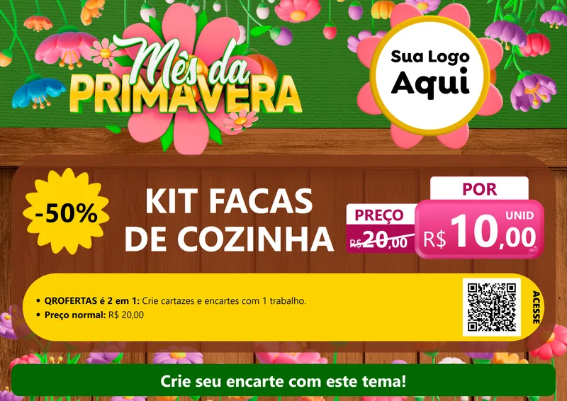 Modelo de Cartaz para Cartaz A4 Horizontal com o tema Mês da Primavera para Utilidades Domésticas