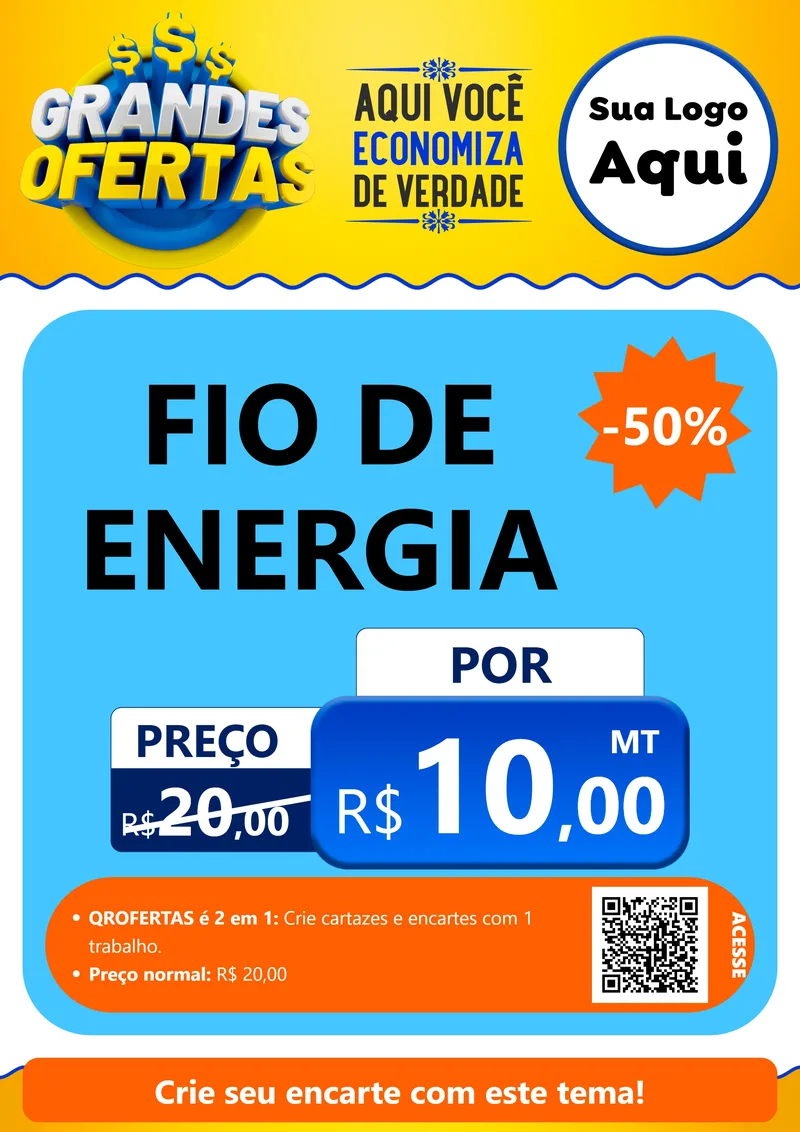 Modelo de Cartaz para Cartaz A4 Vertical com o tema Grandes Ofertas para Materiais Elétricos