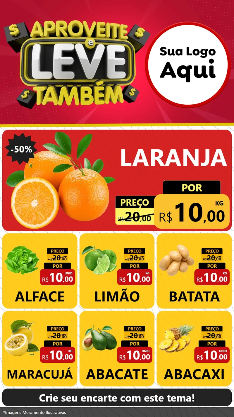 Modelo de Rede Social para Stories com o tema Aproveite e Leve Também para Hortifrúti