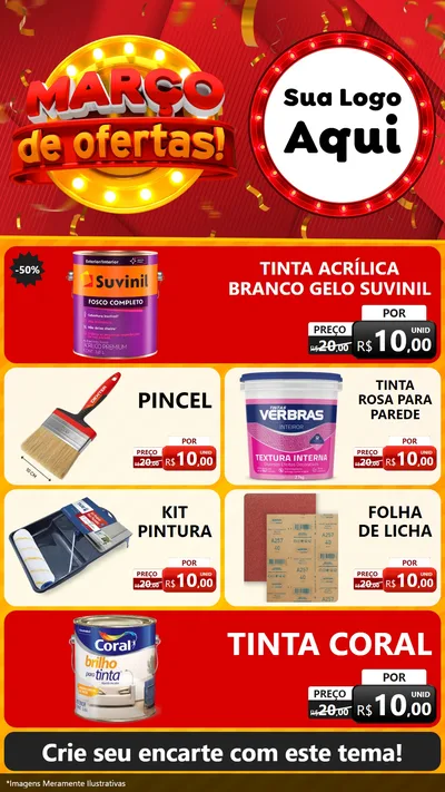 Modelo de TV para TV Vertical com o tema Março de Ofertas! para Tintas e Ferramentas