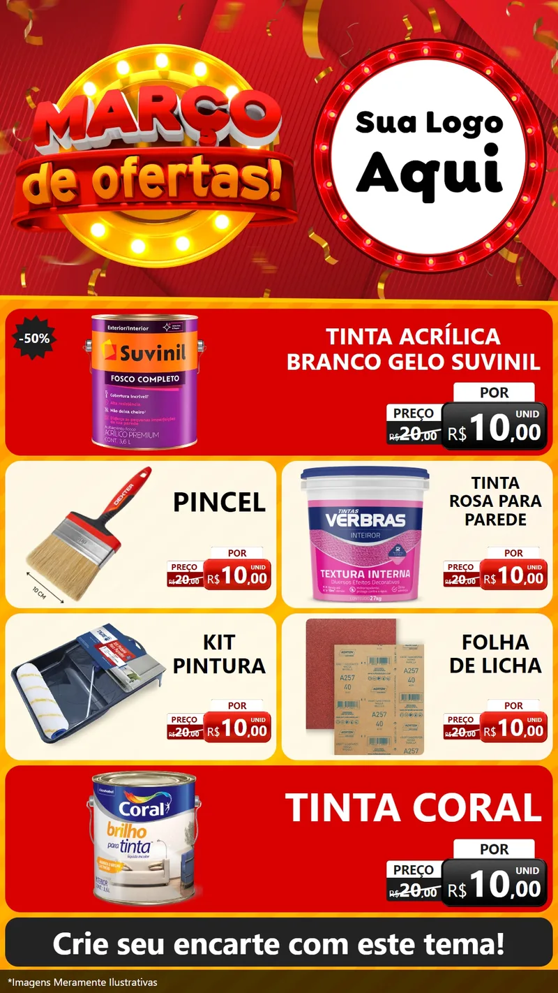 Modelo de TV para TV Vertical com o tema Março de Ofertas! para Tintas e Ferramentas