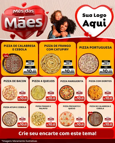 Modelo de Rede Social para Feed Instagram com o tema Mês das Mães para Pizzaria