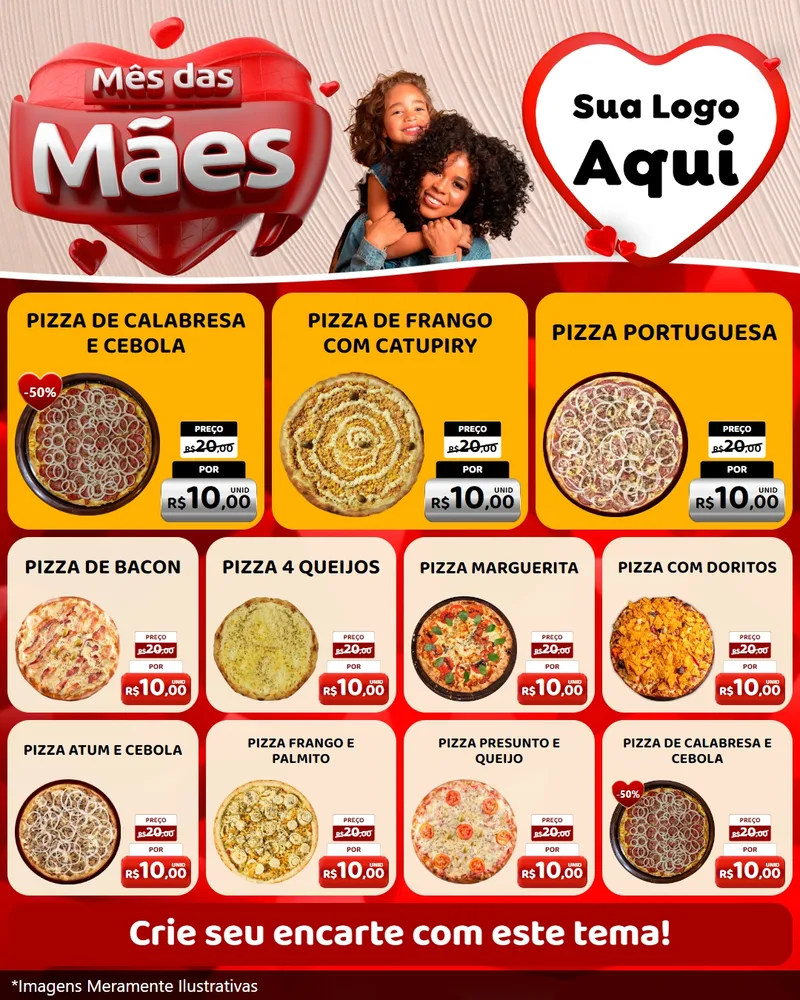 Modelo de Rede Social para Feed Instagram com o tema Mês das Mães para Pizzaria