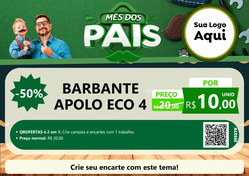 Modelo de Cartaz para Cartaz A4 Horizontal com o tema Mês dos Pais para Armarinho e Aviamentos