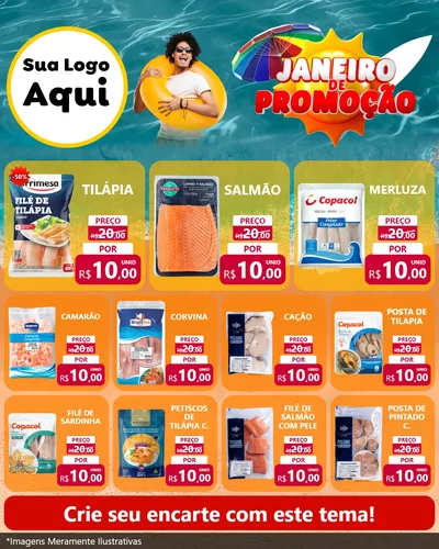 Modelo de Rede Social para Feed Instagram com o tema Janeiro de Promoção para Peixaria