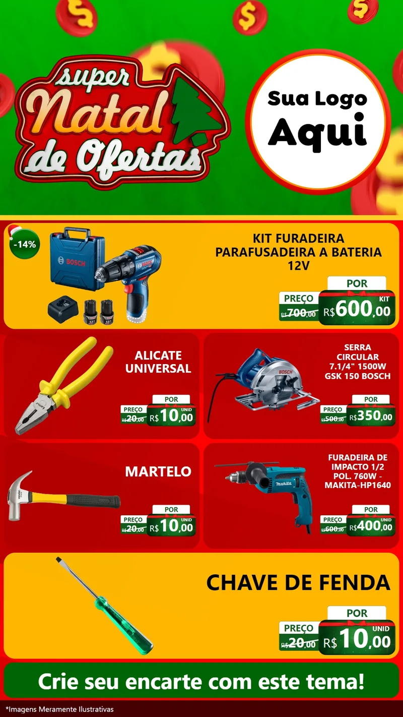 Modelo de TV para TV Vertical com o tema Super Natal de Ofertas para Maquinas e Ferramentas