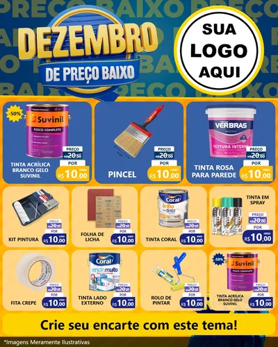 Modelo de Rede Social para Feed Instagram com o tema Dezembro de Preço Baixo para Tintas e Ferramentas