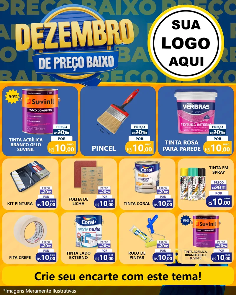 Modelo de Rede Social para Feed Instagram com o tema Dezembro de Preço Baixo para Tintas e Ferramentas