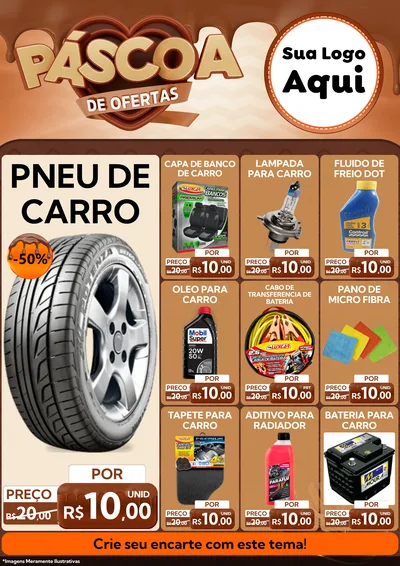 Modelo de Encarte para Encarte A4 Vertical com o tema Páscoa de Ofertas para Auto peças