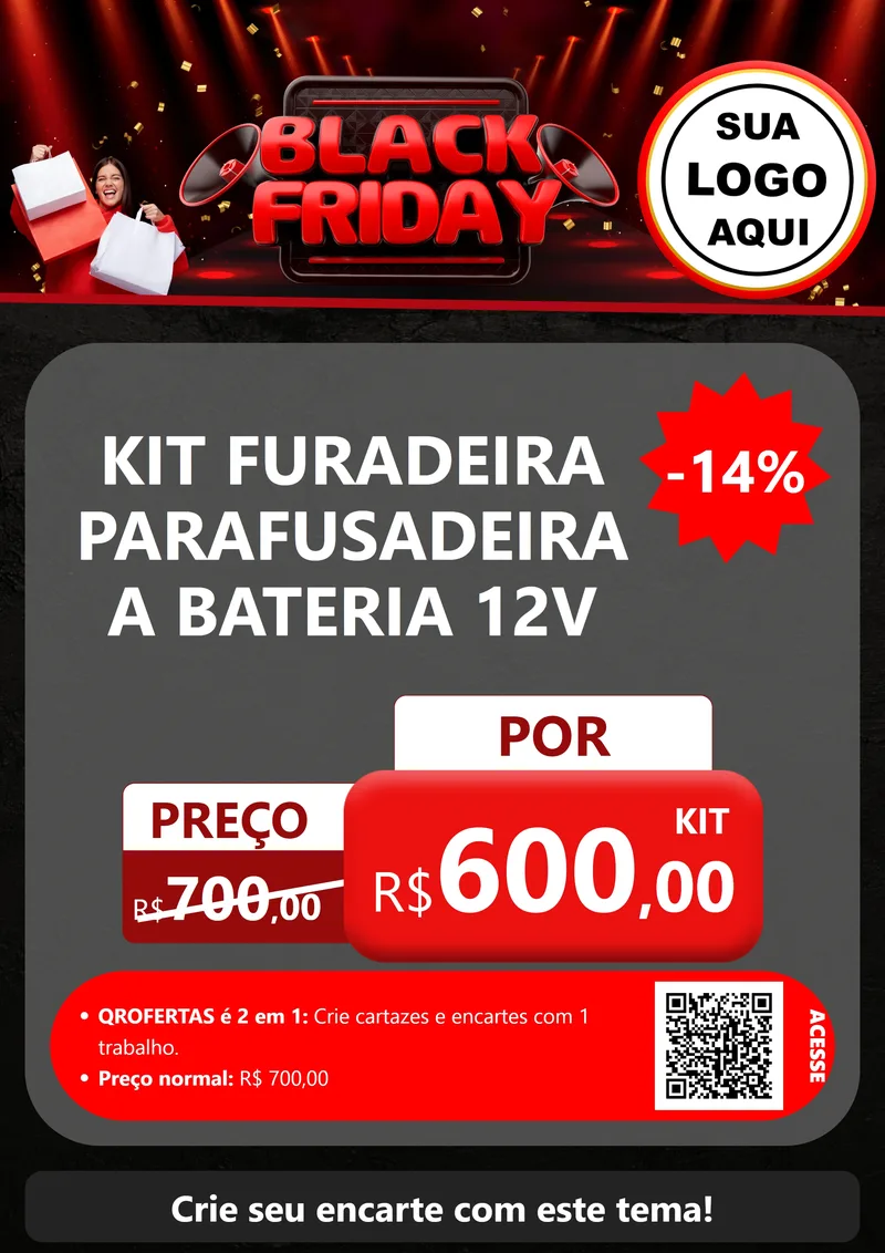 Modelo de Cartaz para Cartaz A4 Vertical com o tema Black Friday para Maquinas e Ferramentas