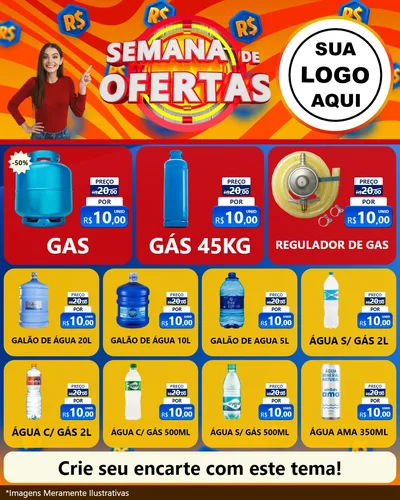 Modelo de Rede Social para Feed Instagram com o tema Semana de Ofertas para Água e gás