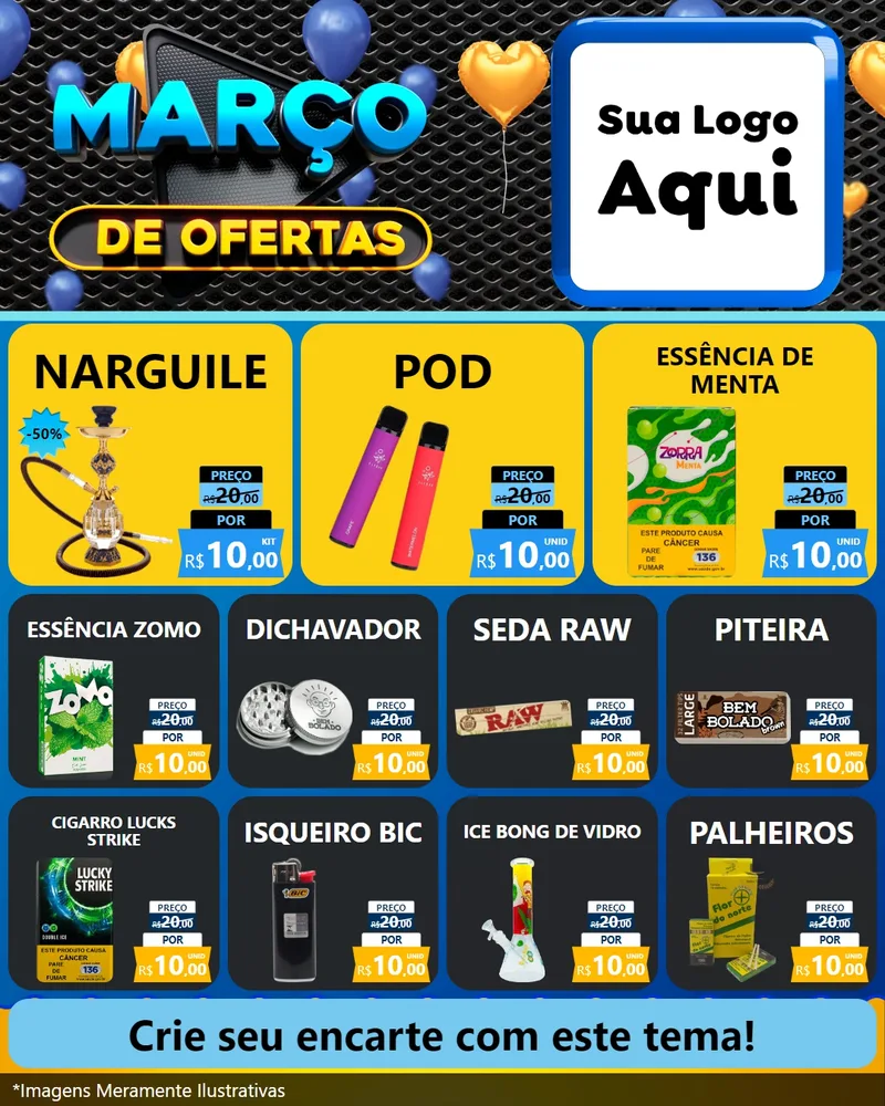 Modelo de Rede Social para Feed Instagram com o tema Março de Ofertas para Tabacaria