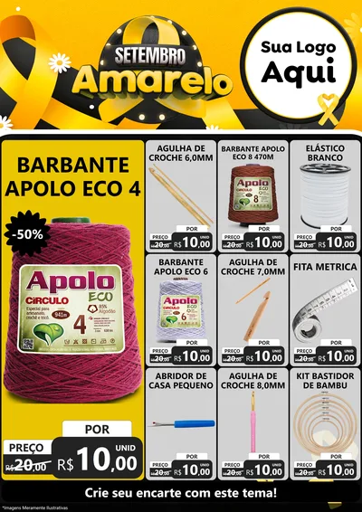 Modelo de Encarte para Encarte A4 Vertical com o tema Setembro Amarelo para Armarinho e Aviamentos