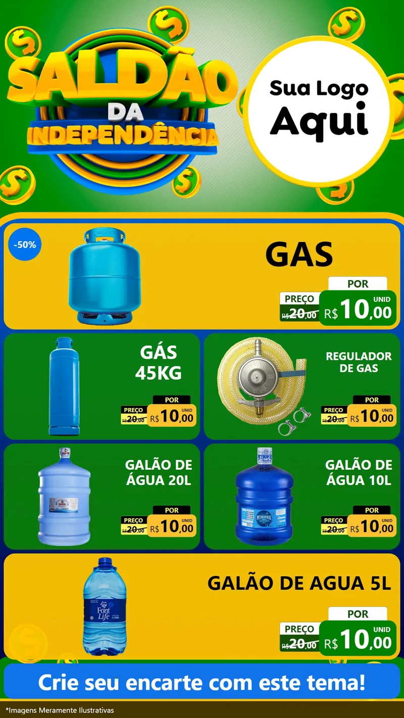 Modelo de TV para TV Vertical com o tema Saldão da Indepêndencia para Água e gás