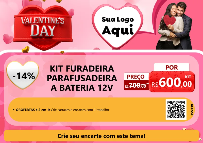 Modelo de Cartaz para Cartaz A4 Horizontal com o tema Valentine's Day para Maquinas e Ferramentas