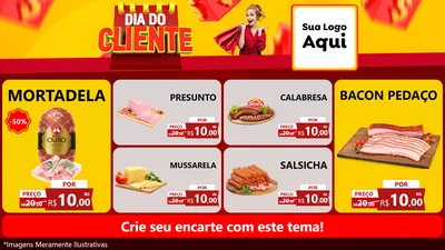 Modelo de TV para TV Horizontal com o tema Dia do Cliente para Frios e Laticínios