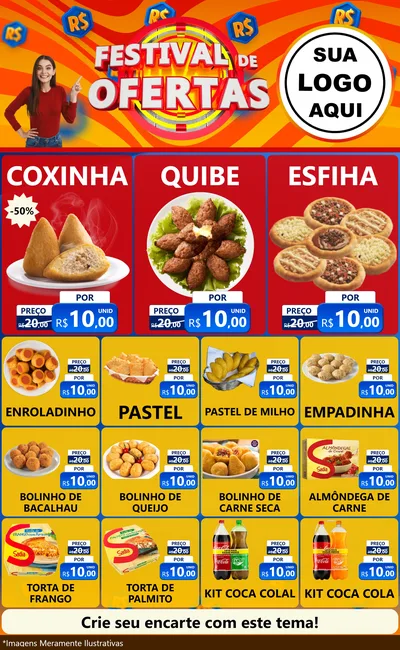Modelo de Encarte para Encarte Grande com o tema Festival de Ofertas para Salgadaria