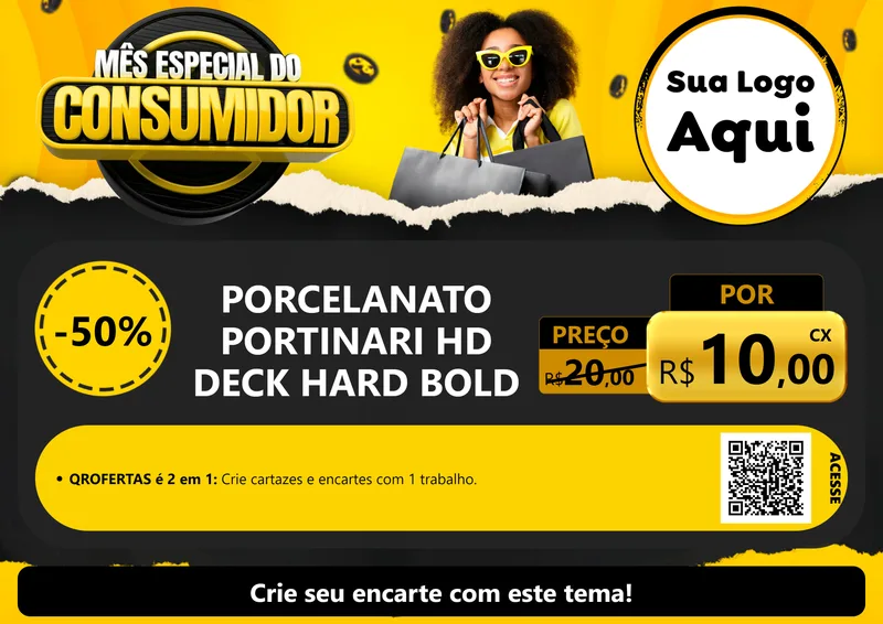 Modelo de Cartaz para Cartaz A4 Horizontal com o tema Mês Especial do Consumidor para Pisos e revestimentos