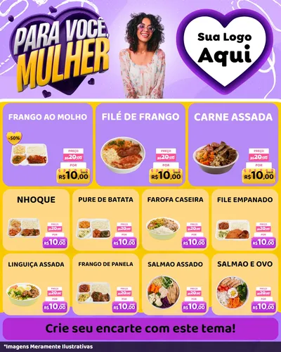 Modelo de Rede Social para Feed Instagram com o tema Para Você, Mulher para Restaurante