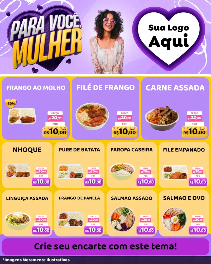 Modelo de Rede Social para Feed Instagram com o tema Para Você, Mulher para Restaurante