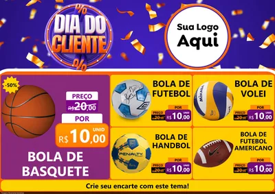Modelo de Encarte para Encarte A4 Horizontal com o tema Dia do Cliente para Artigos Esportivos