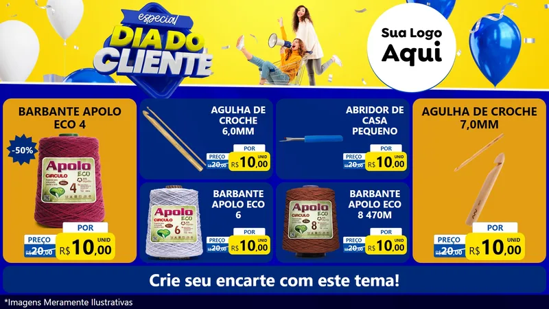 Modelo de TV para TV Horizontal com o tema Especial Dia do Cliente para Armarinho e Aviamentos