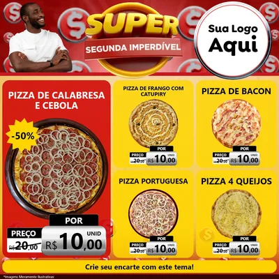 Modelo de Rede Social para Feed Facebook com o tema Super Segunda Imperdível para Pizzaria