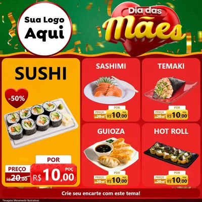 Modelo de Rede Social para Feed Facebook com o tema Dia das Mães para Comida japonesa